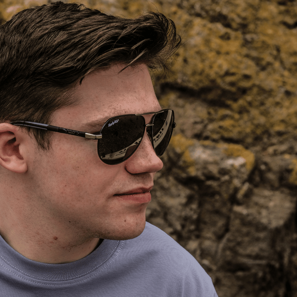 Uggly and Co Polarized Aviator Sunglasses – Black & Silver UV400
