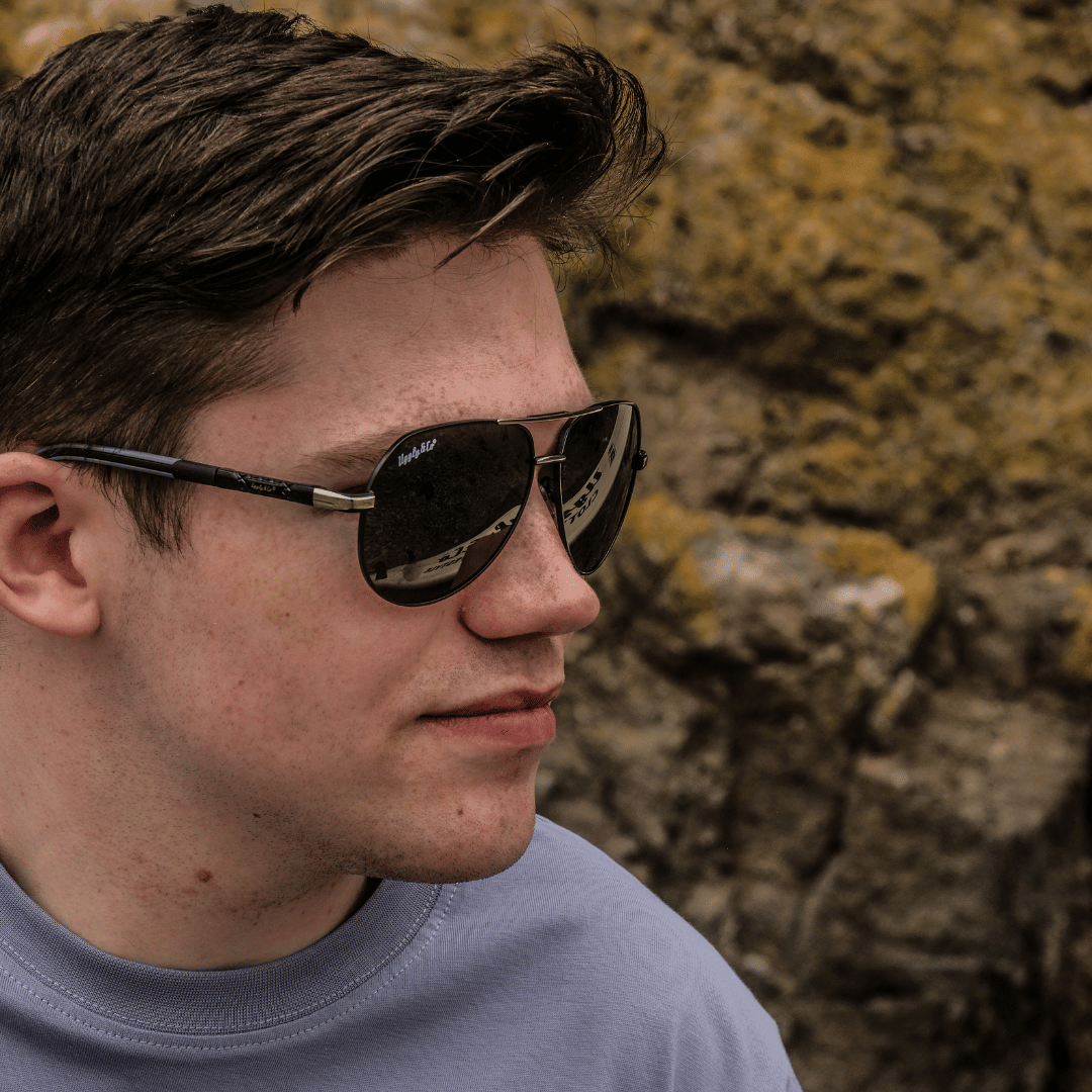 Uggly and Co Polarized Aviator Sunglasses – Black & Silver UV400
