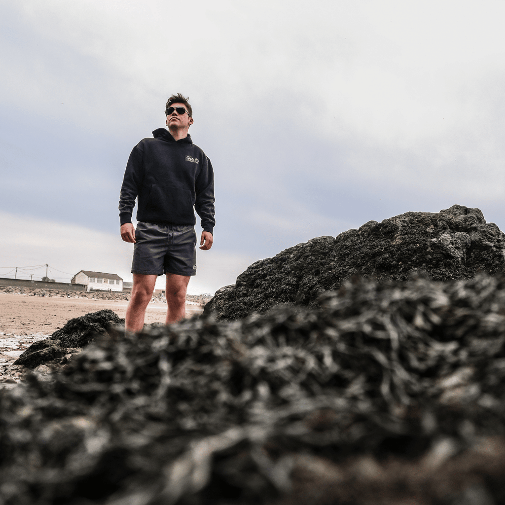 Uggly & Co Black Surf Diamond Hoodie – Heavyweight Fleece Lined