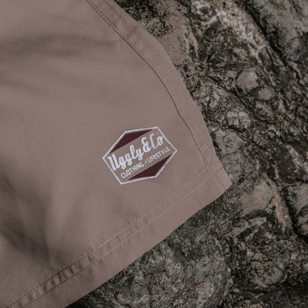 Uggly & Co Men's Beige Diamond Swim Shorts – Quick Dry Board Trunks
