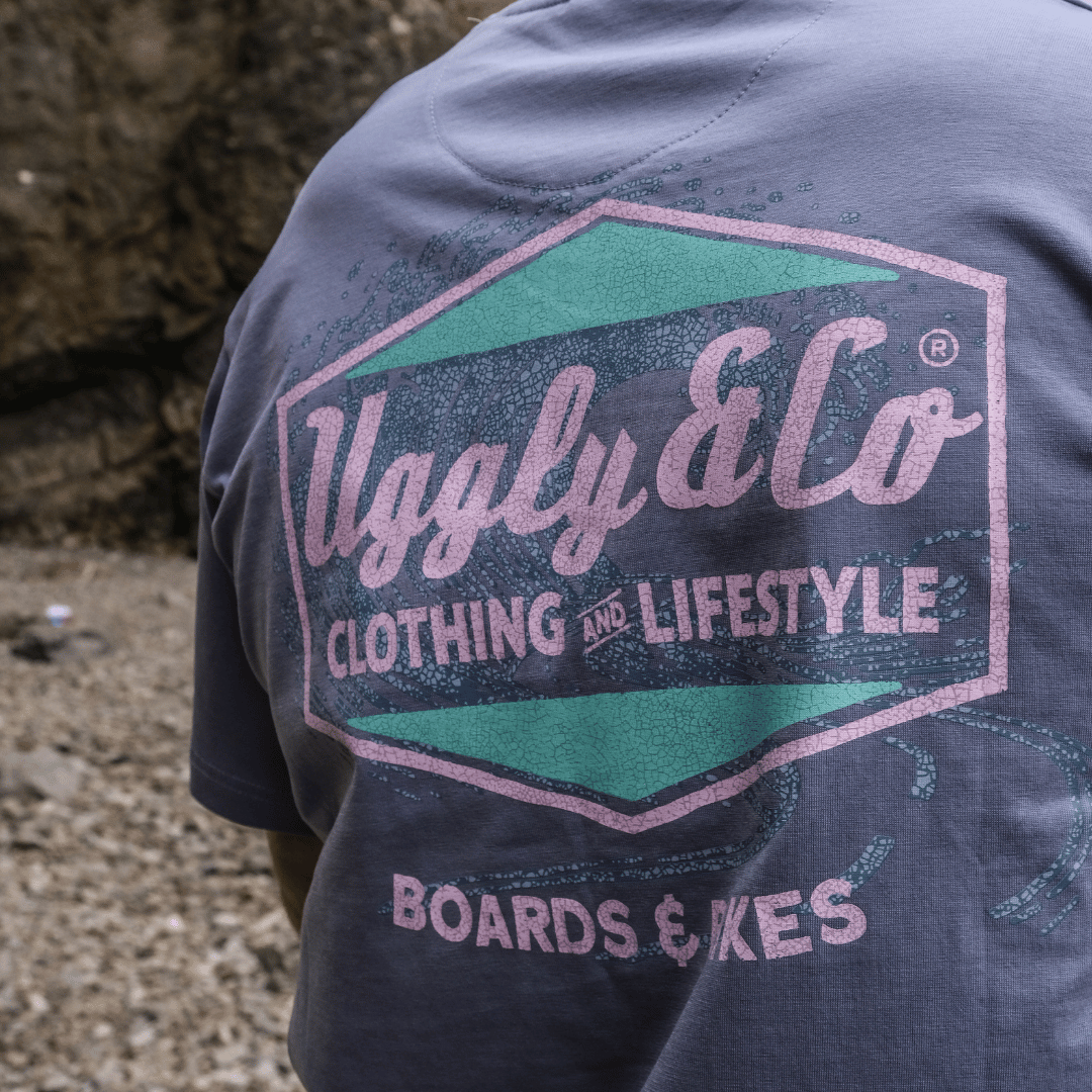 Uggly and Co Purple Surf Diamond Tee – Heavyweight 100% Cotton Graphic T-Shirt