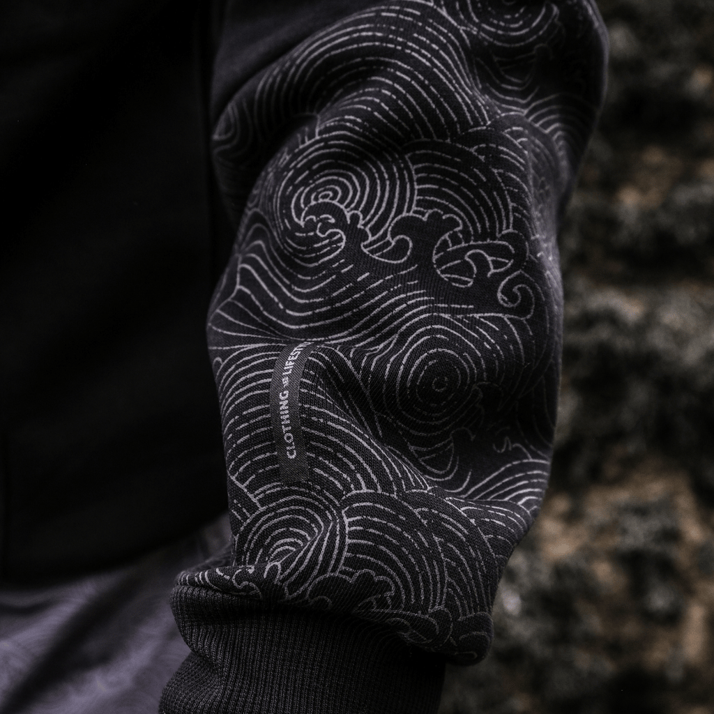 Uggly & Co Black Surf Diamond Hoodie – Heavyweight Fleece Lined