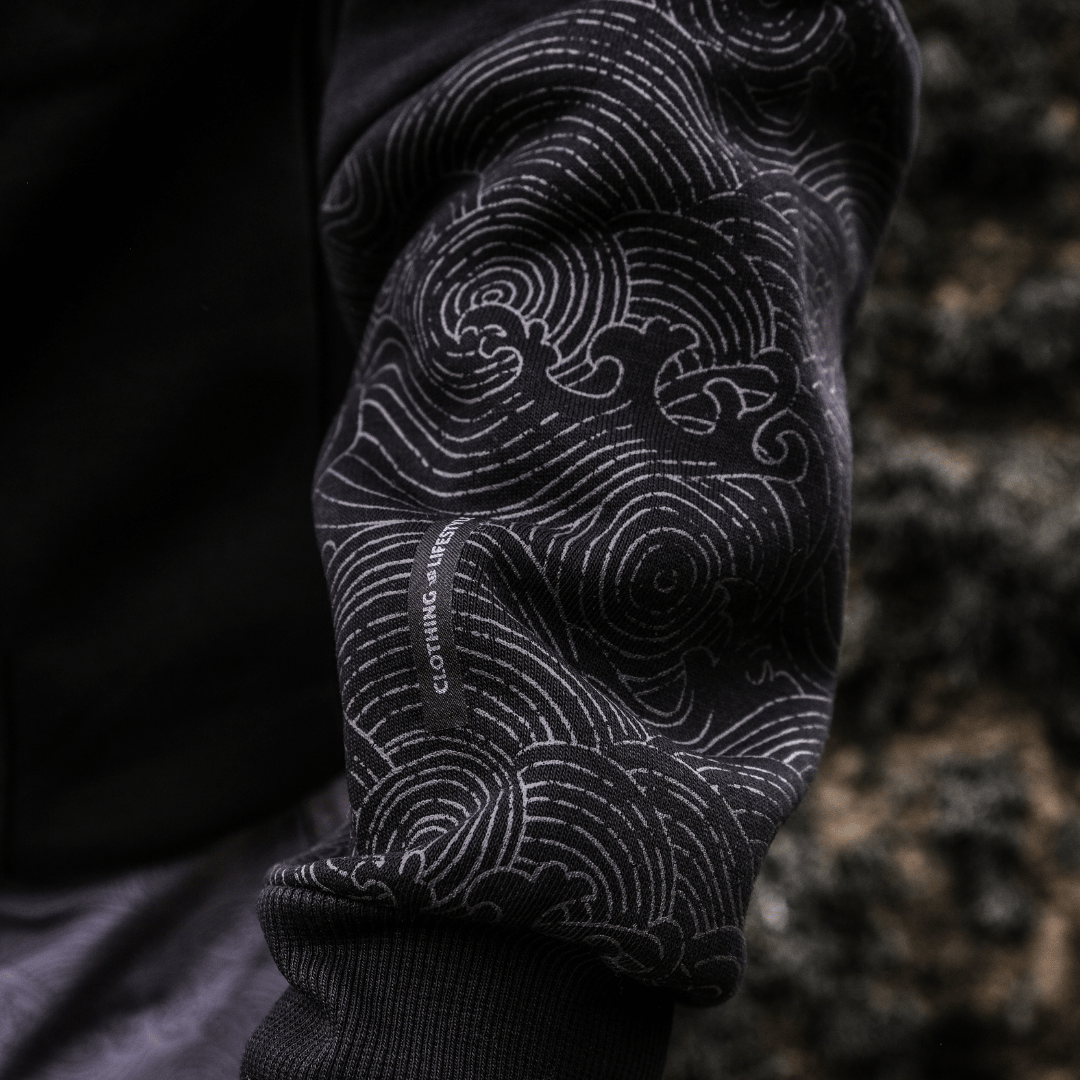 Uggly & Co Black Surf Diamond Hoodie – Heavyweight Fleece Lined