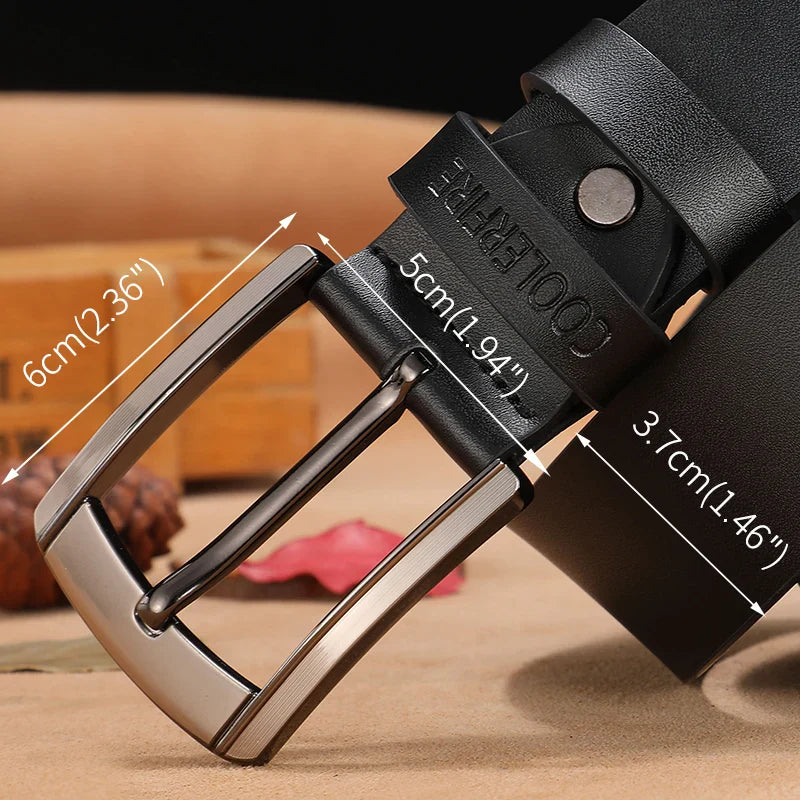Men’s Genuine Leather Belt – Classic Designer Buckle Strap