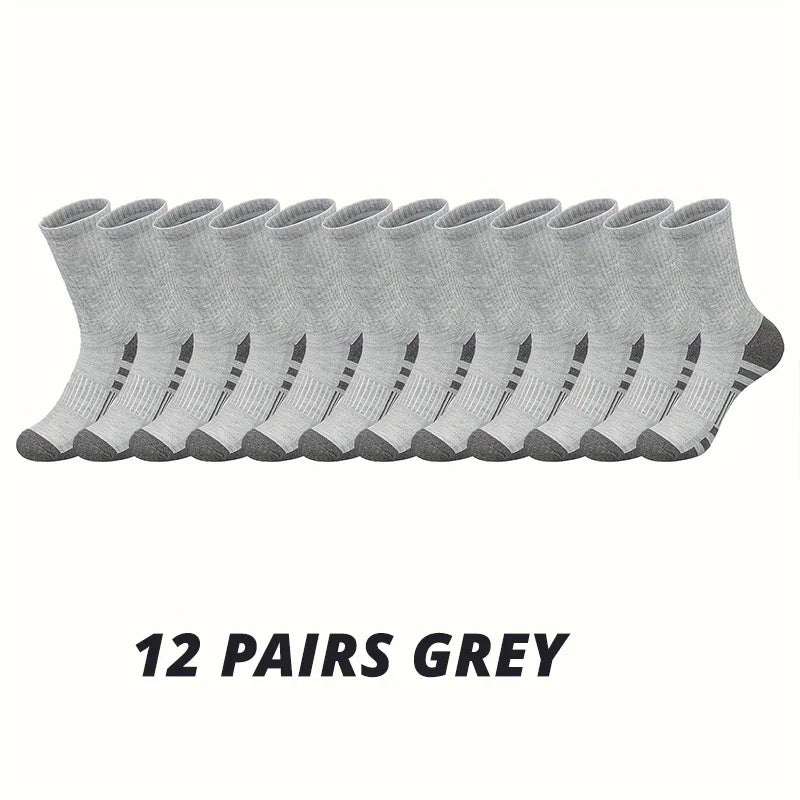 Men’s Gym & Outdoor Socks – 6 or 12 Pairs Soft Grip Crew