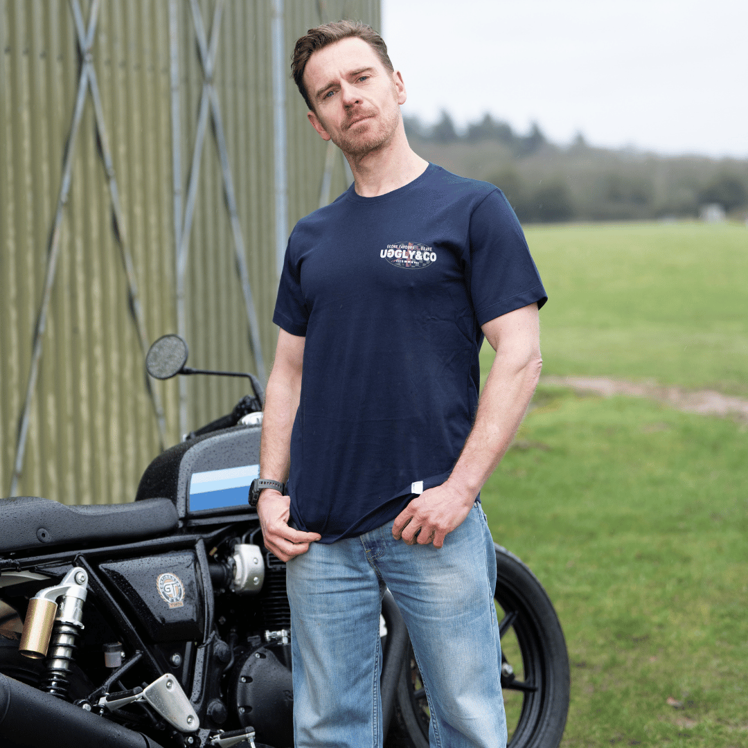 Uggly & Co Navy Union Jack Tee – Vintage Cotton British Racing Shirt
