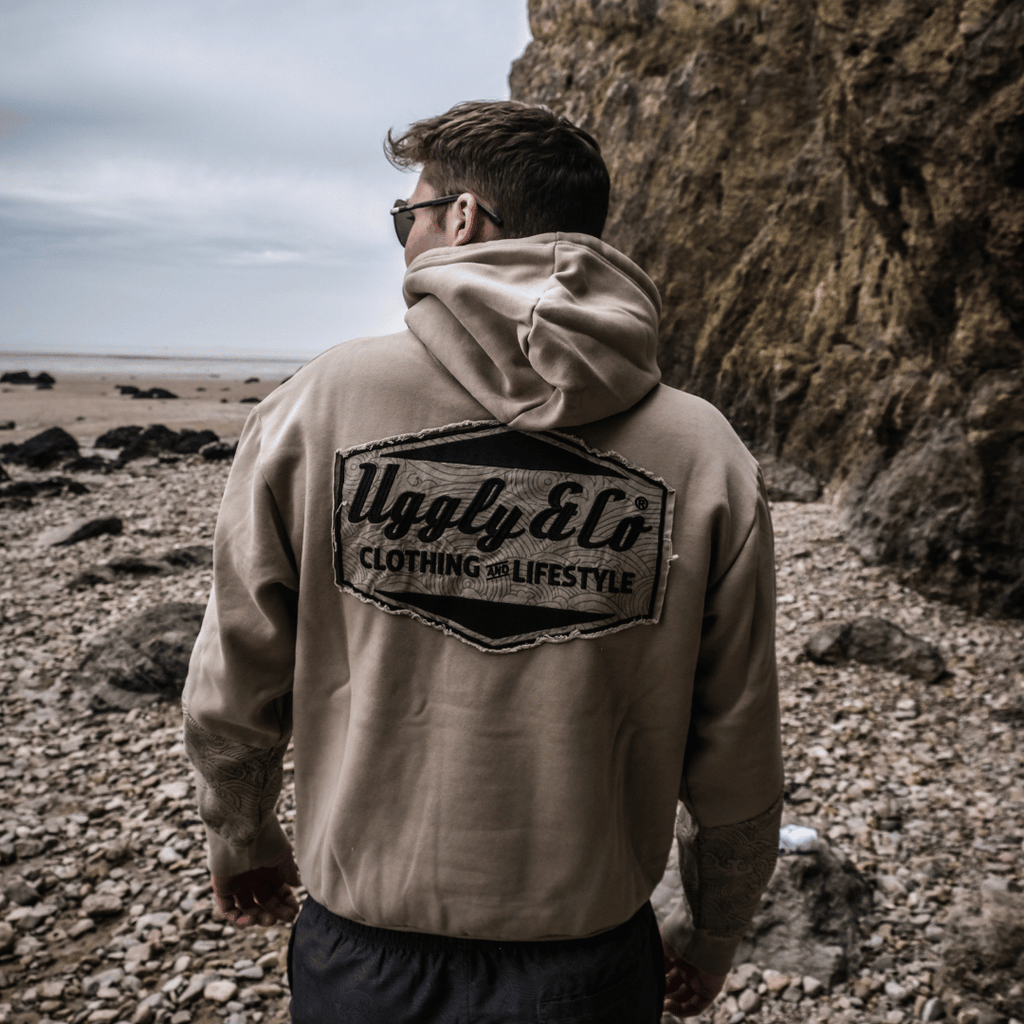 Uggly and Co Surf Diamond Hoodie – Heavyweight Fleece in Beige