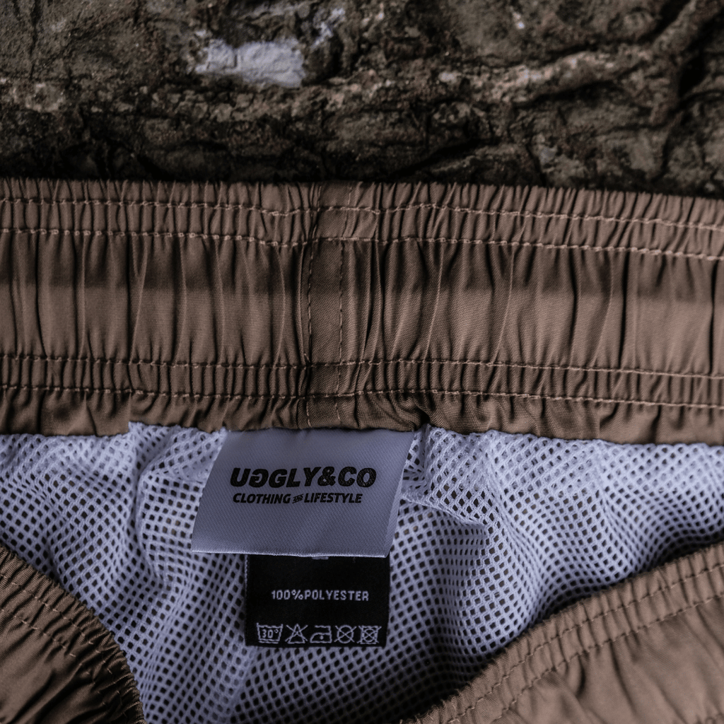 Uggly & Co Men's Beige Diamond Swim Shorts – Quick Dry Board Trunks