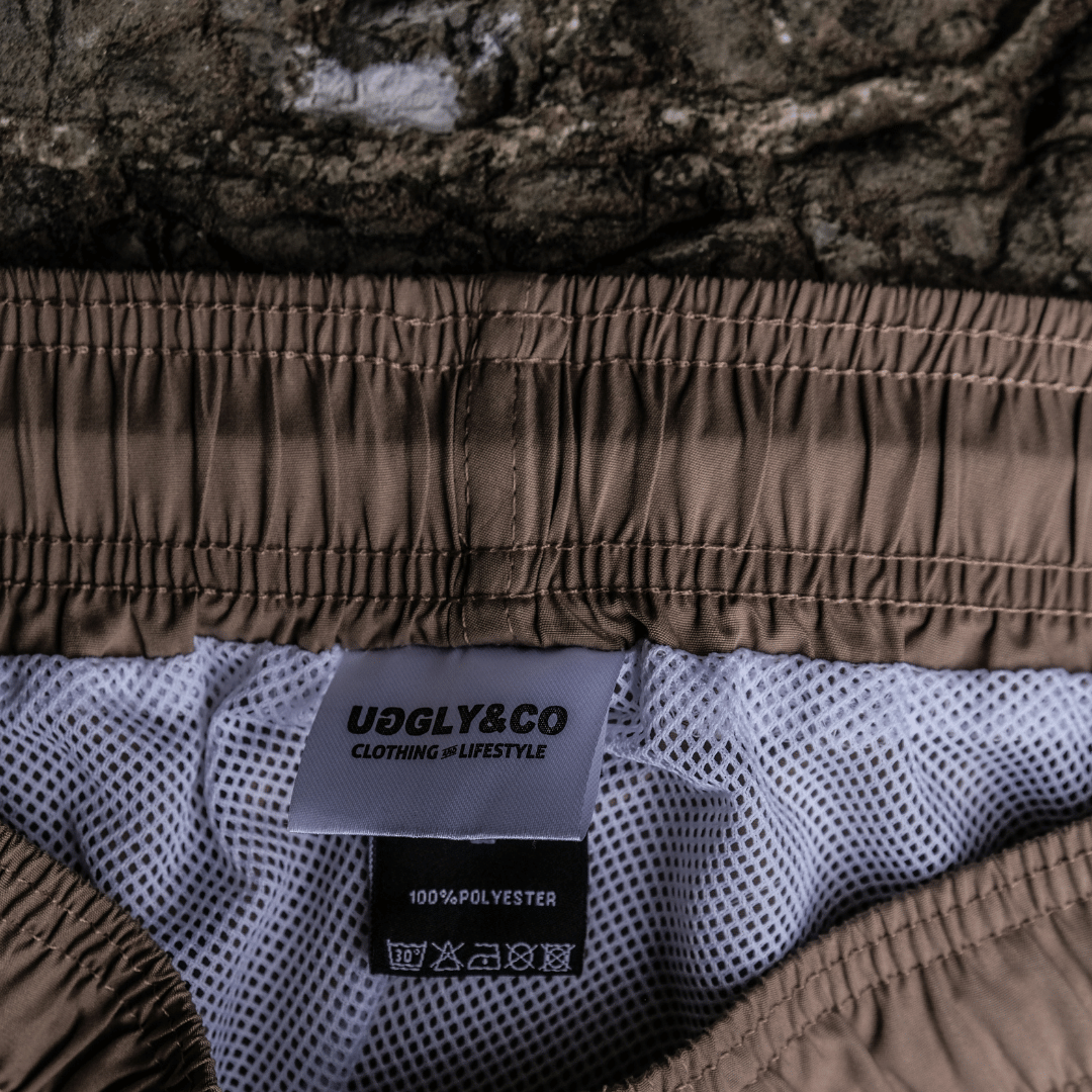 Uggly & Co Men's Beige Diamond Swim Shorts – Quick Dry Board Trunks