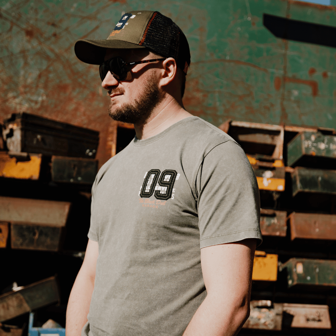 Uggly and Co Green Parts & Spares '09' Acid Wash Heavyweight Tee