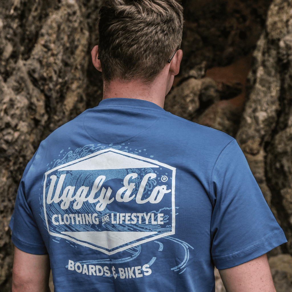 Uggly and Co Blue Surf Diamond Graphic Tee – 100% Cotton T-Shirt