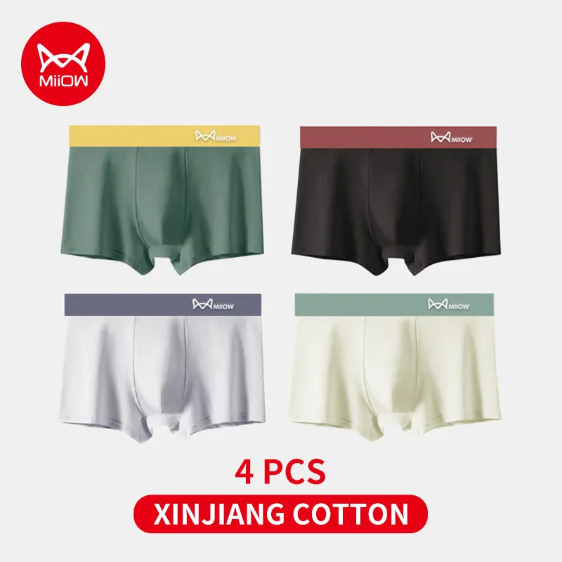 Men’s Seamless Cotton Boxer Briefs 4-Pack – Breathable & Antibacterial | DArtano