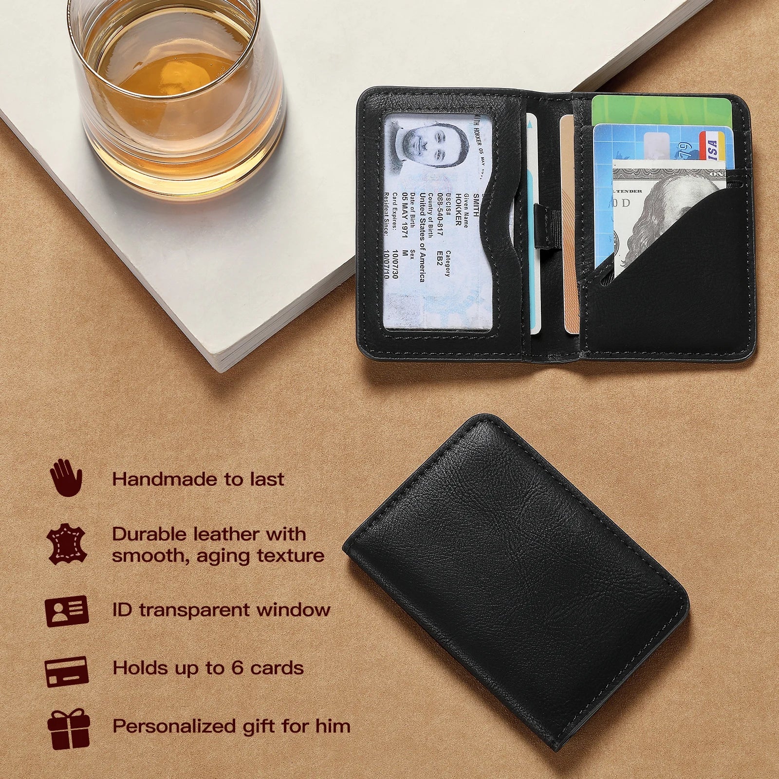Men’s Slim RFID Wallet – Minimalist PU Leather Card Holder