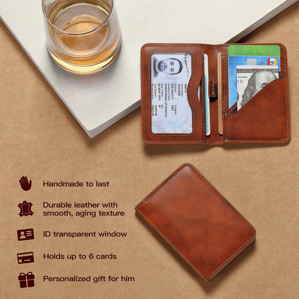 Men’s Slim RFID Wallet – Minimalist PU Leather Card Holder