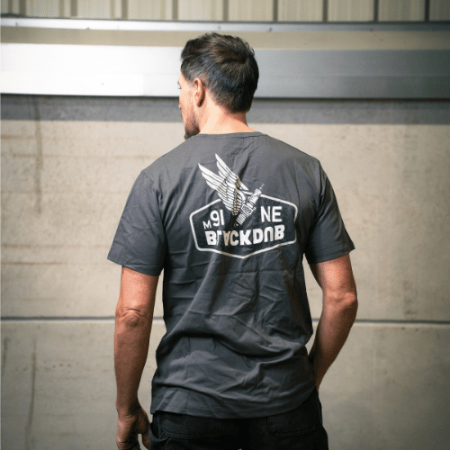 Uggly and Co Grey Wings Spark Plug T-Shirt – Isle of Man Biker Tee