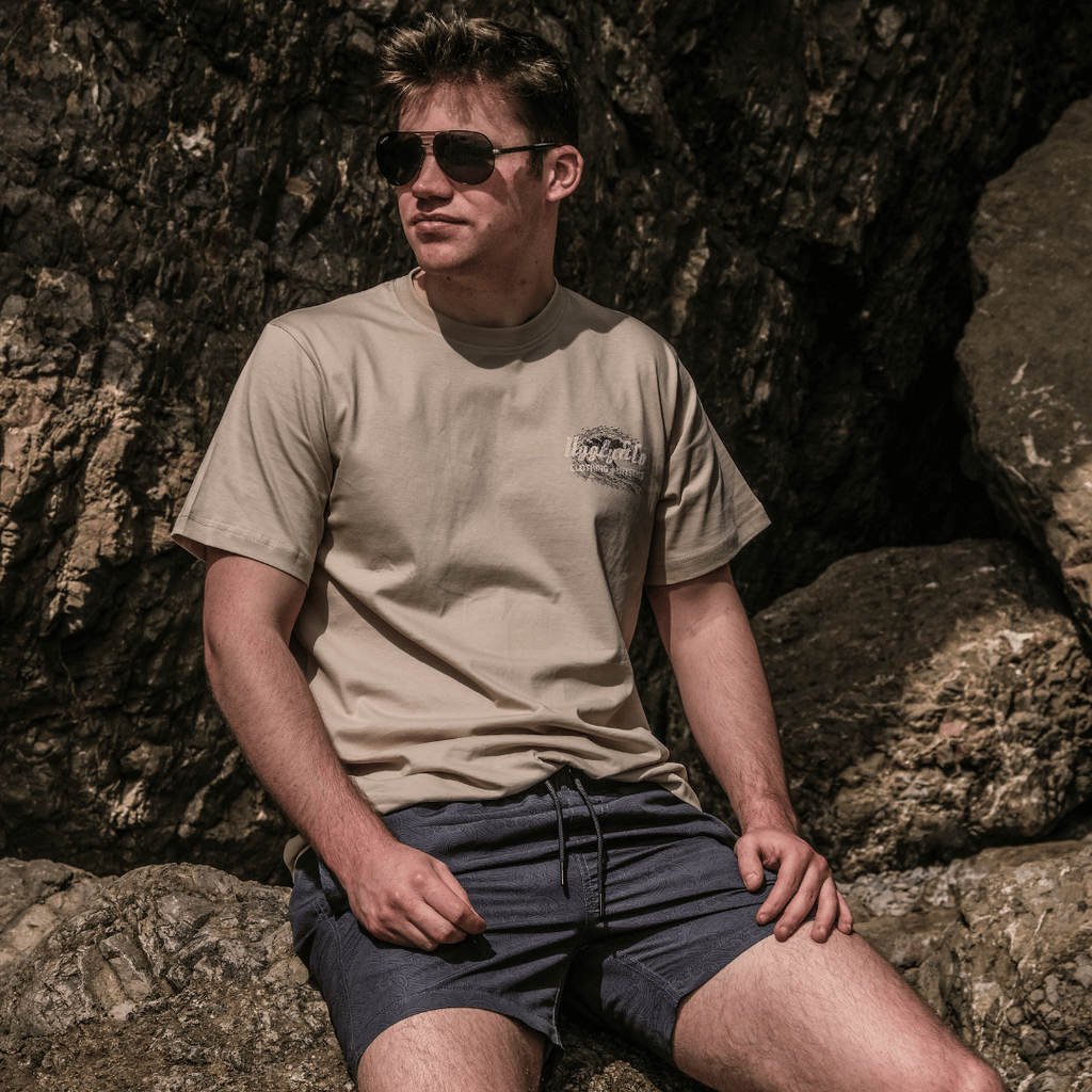 Uggly and Co Beige Surf Diamond Graphic Tee – Heavyweight Cotton T-Shirt