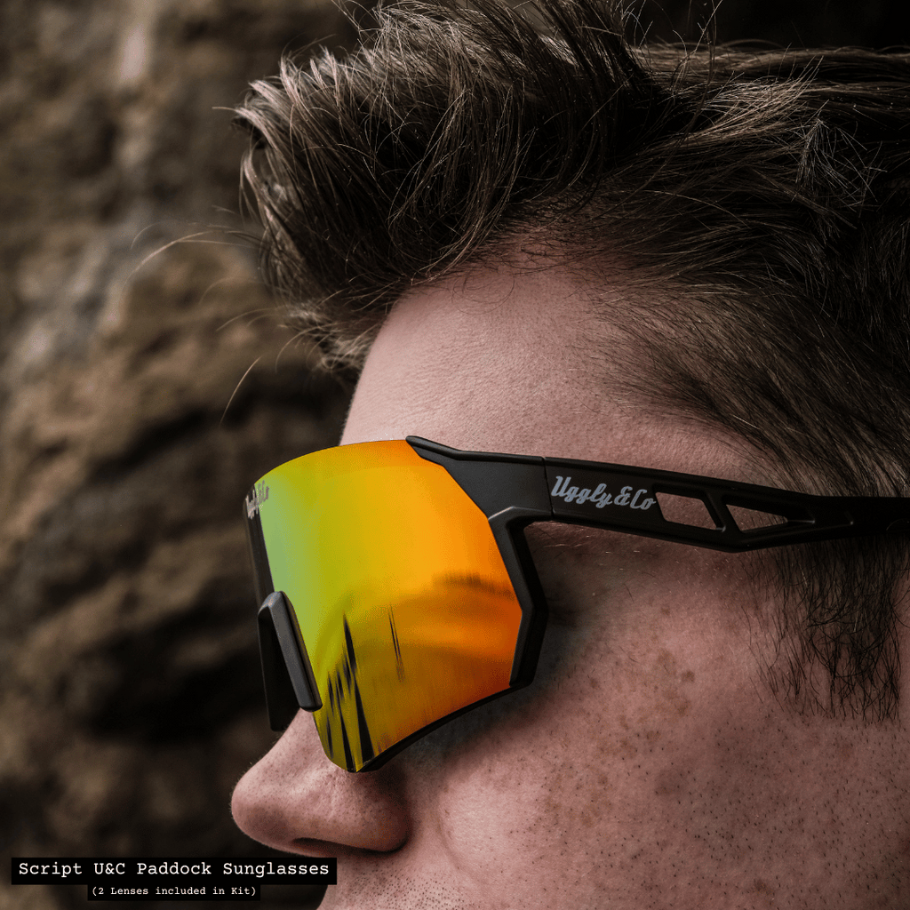 Uggly and Co Script Paddock Polarized Cycling Sunglasses - Matte Black