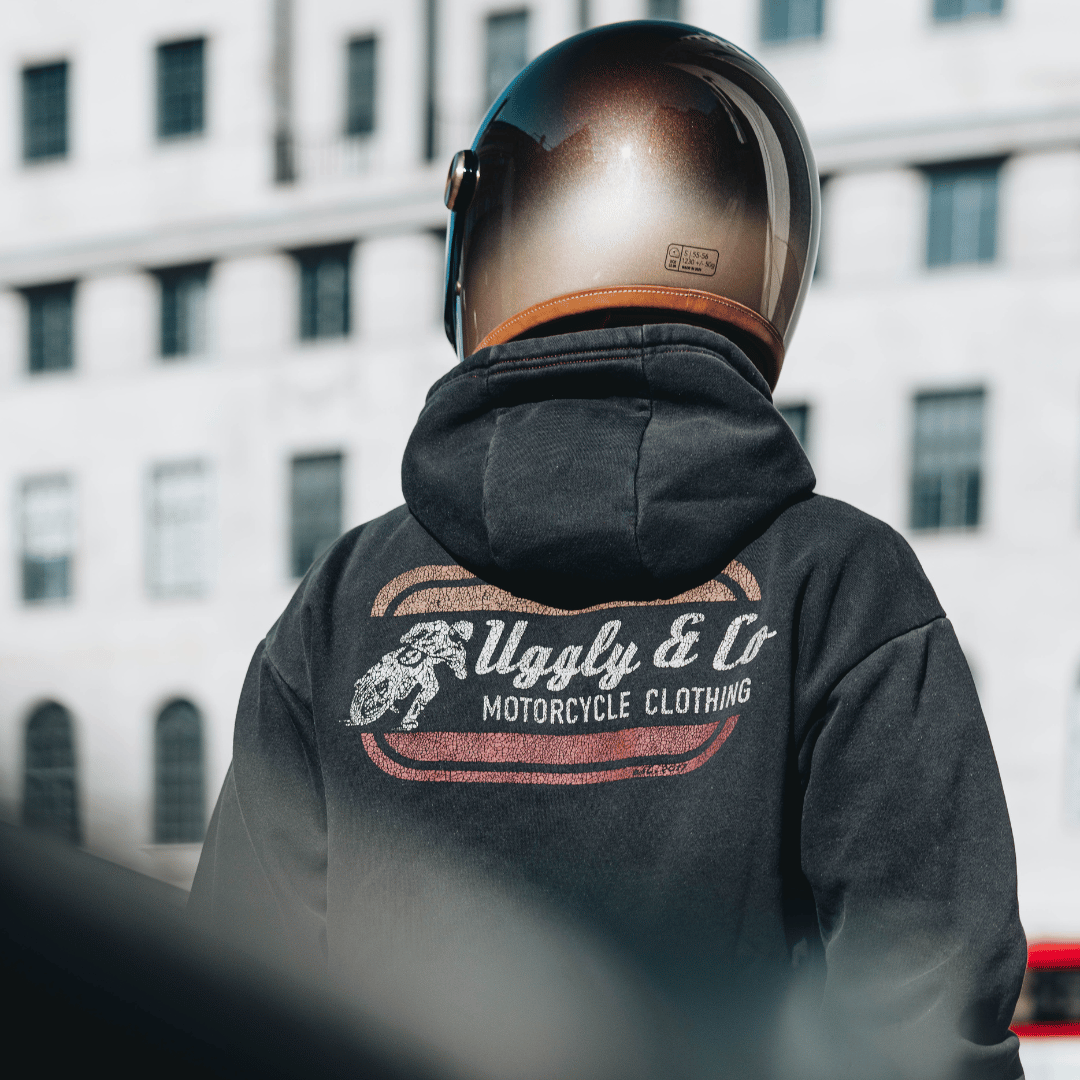Uggly & Co Black Flattrack Hoodie – Heavyweight Vintage Racing Cotton