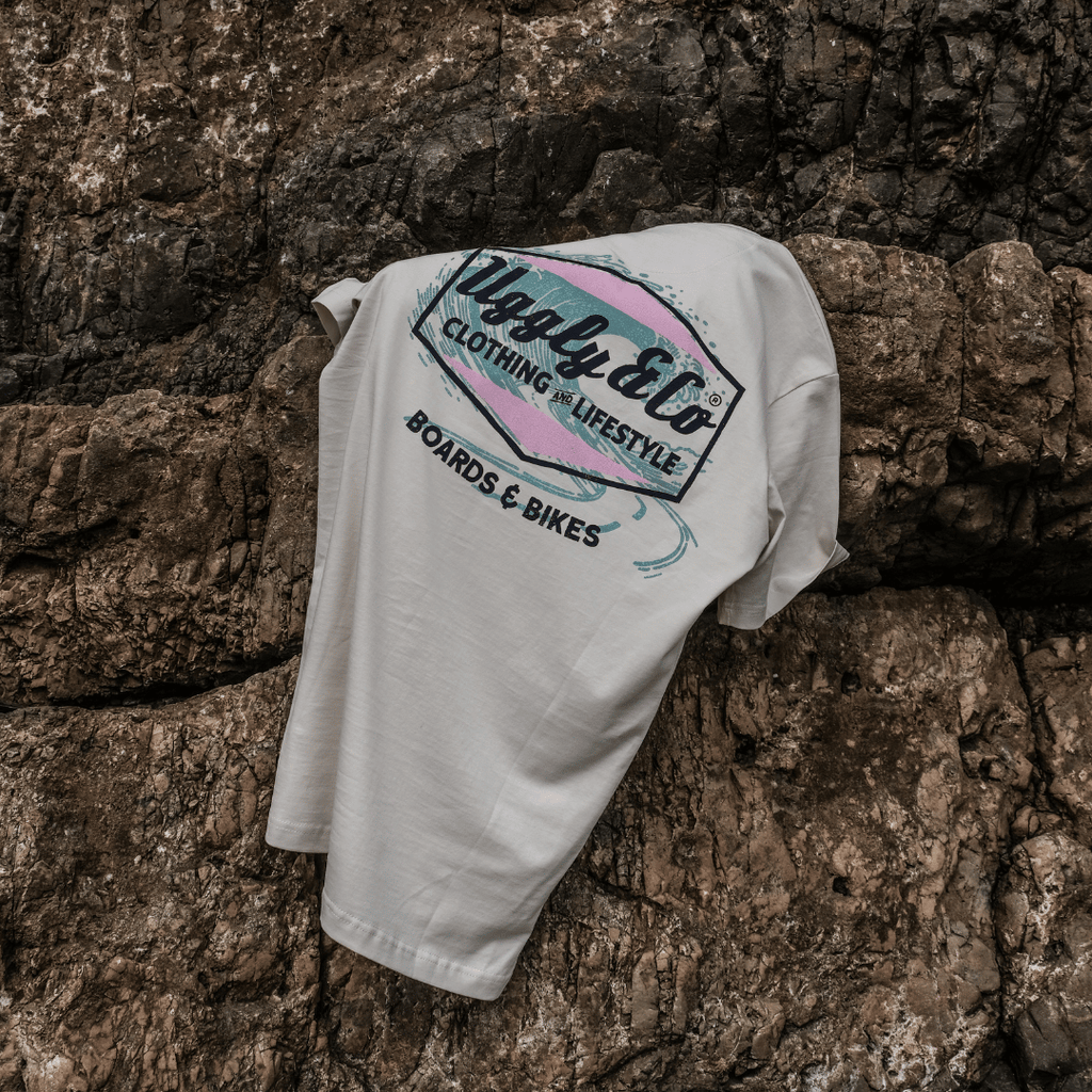 Uggly and Co Surf Diamond Graphic Tee – Heavyweight Cotton Off-White