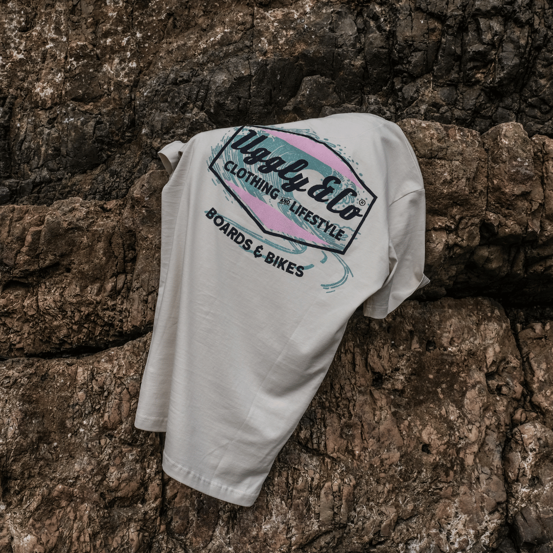 Uggly and Co Surf Diamond Graphic Tee – Heavyweight Cotton Off-White