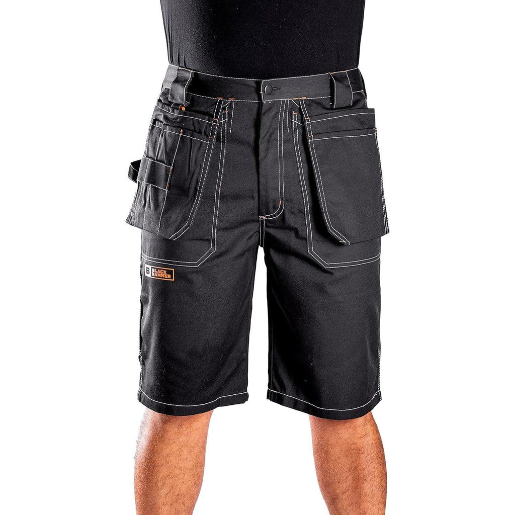 Black Hammer Mens Cargo Work Shorts | Heavy Duty Multi-Pocket Workwear