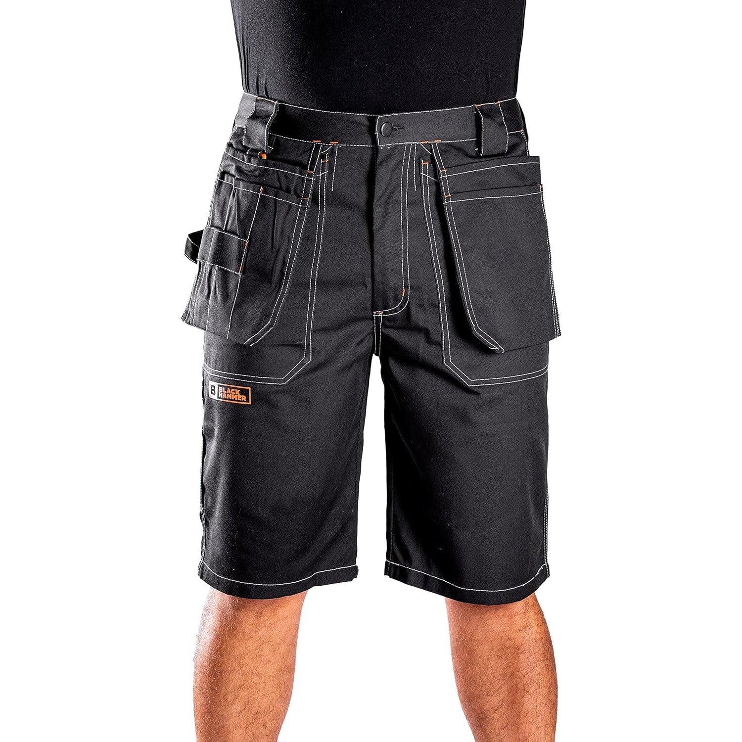 Black Hammer Mens Cargo Work Shorts | Heavy Duty Multi-Pocket Workwear