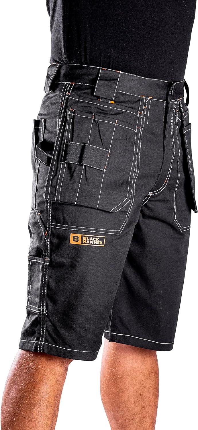 Black Hammer Mens Cargo Work Shorts | Heavy Duty Multi-Pocket Workwear