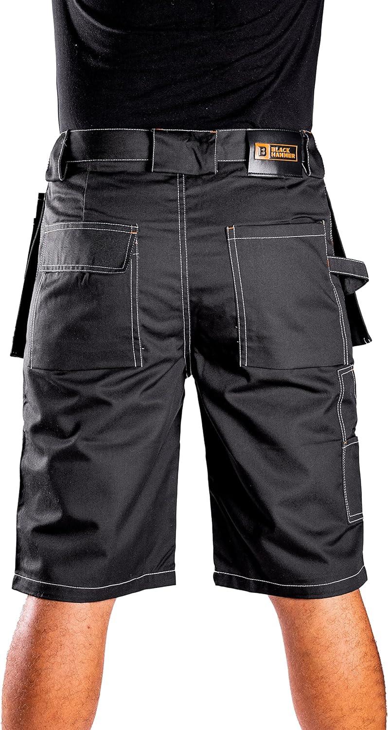 Black Hammer Mens Cargo Work Shorts | Heavy Duty Multi-Pocket Workwear