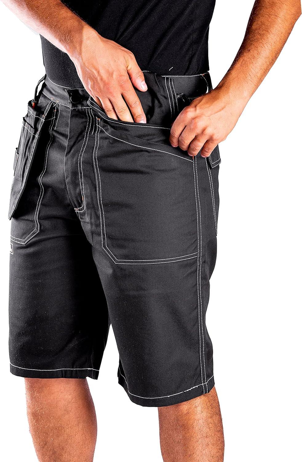 Black Hammer Mens Cargo Work Shorts | Heavy Duty Multi-Pocket Workwear