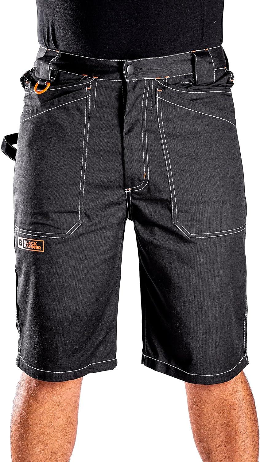 Black Hammer Mens Cargo Work Shorts | Heavy Duty Multi-Pocket Workwear