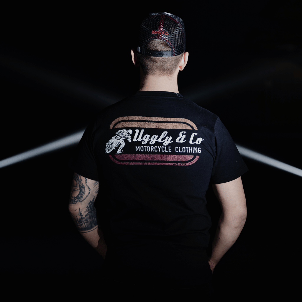 Uggly and Co Flattrack Graphic Tee – Black Heavyweight Cotton T-Shirt