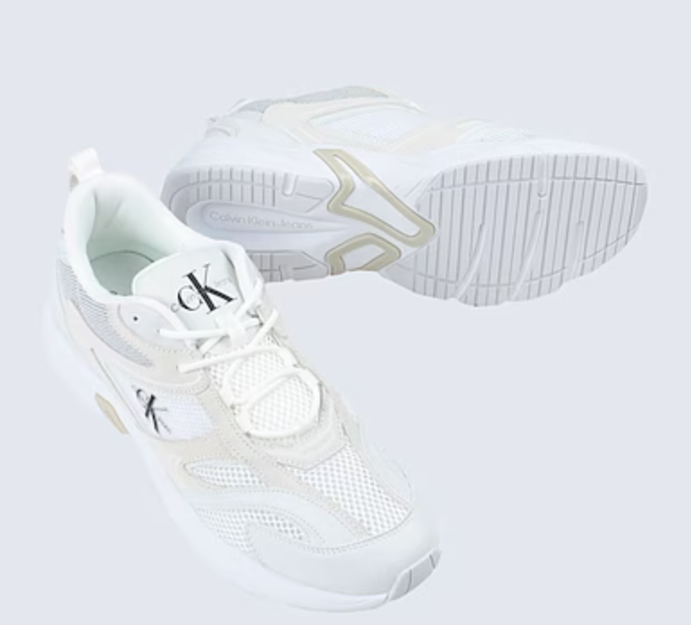 Calvin Klein Retro Tennis Trainers – Suede Mesh Platform Sneakers