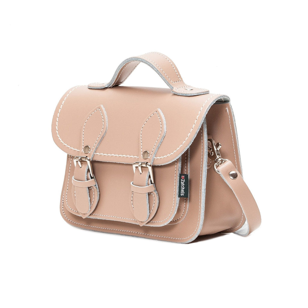 Handmade Leather Micro Satchel - Iced Coffee