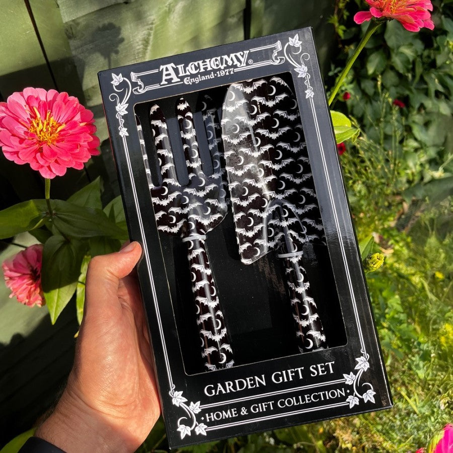 Alchemy Gothic Midnight Garden Bat Steel Fork and Trowel Gift Set