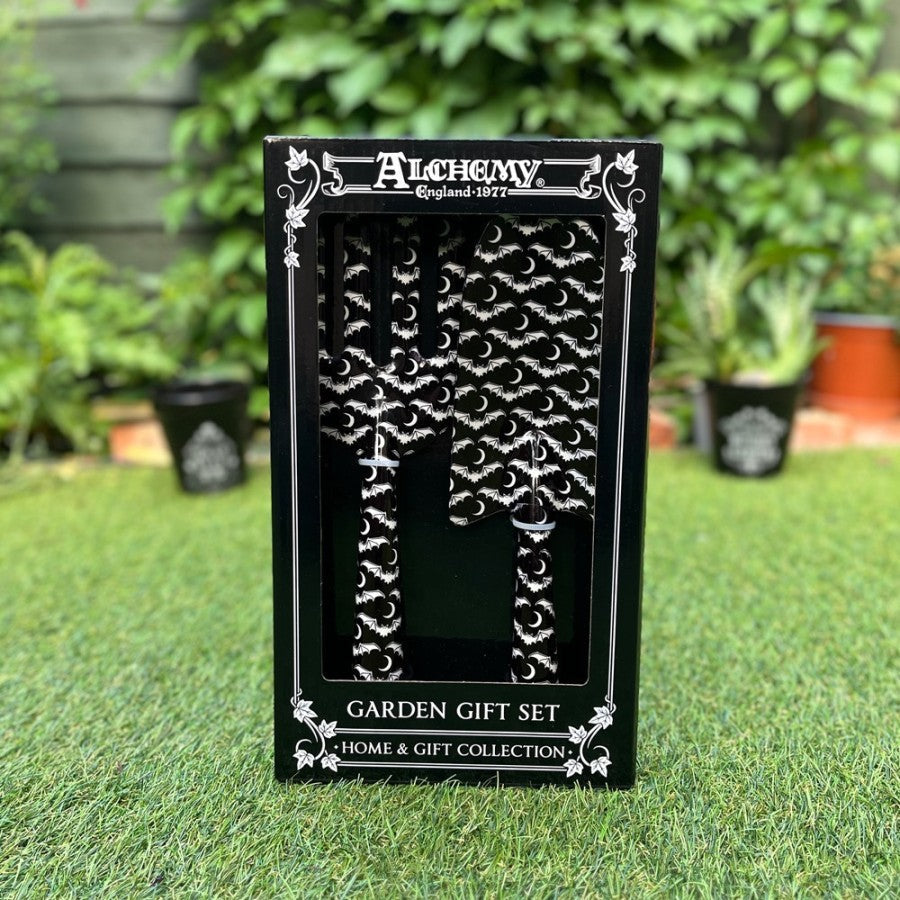 Alchemy Gothic Midnight Garden Bat Steel Fork and Trowel Gift Set