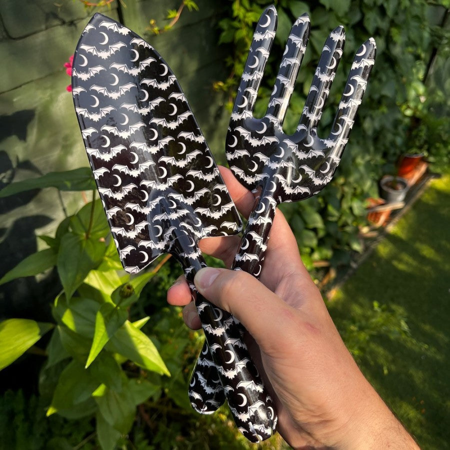 Alchemy Gothic Midnight Garden Bat Steel Fork and Trowel Gift Set