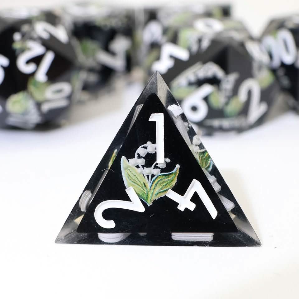 Midnight Moondrop | Sharp Edge Dice | Resin | 7 Piece Set