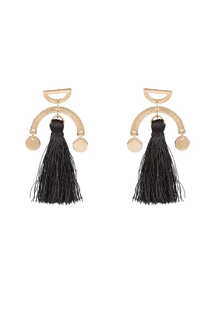Millie Tassel And Brushed Gold Drop Earrings