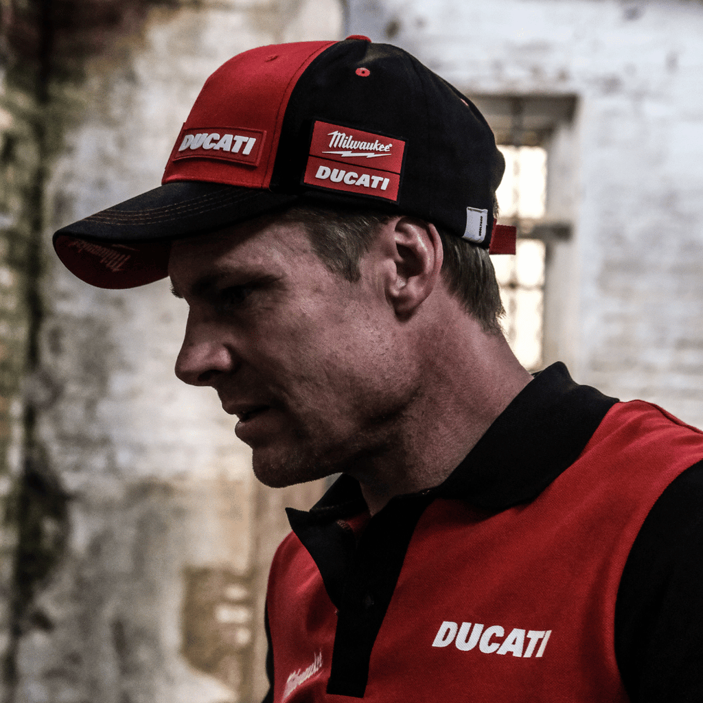 Milwaukee Tools x Ducati Team-Wear Trucker Hat – Red & Black Cotton Cap