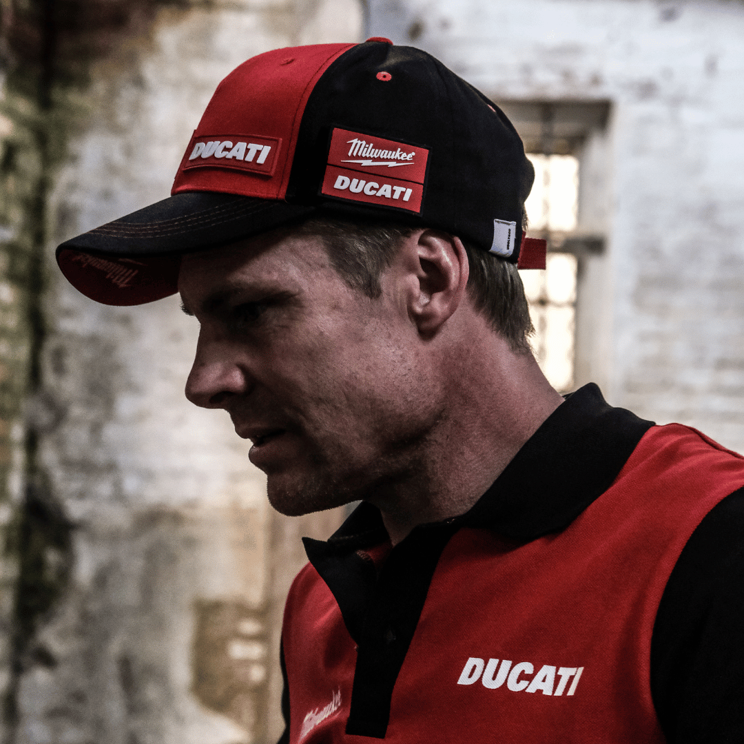 Milwaukee Tools x Ducati Team-Wear Trucker Hat – Red & Black Cotton Cap
