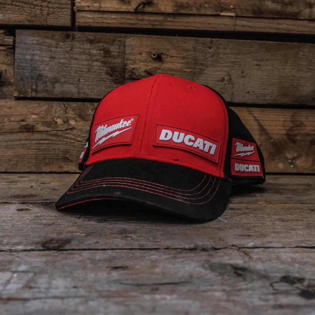 Milwaukee Tools x Ducati Team-Wear Trucker Hat – Red & Black Cotton Cap