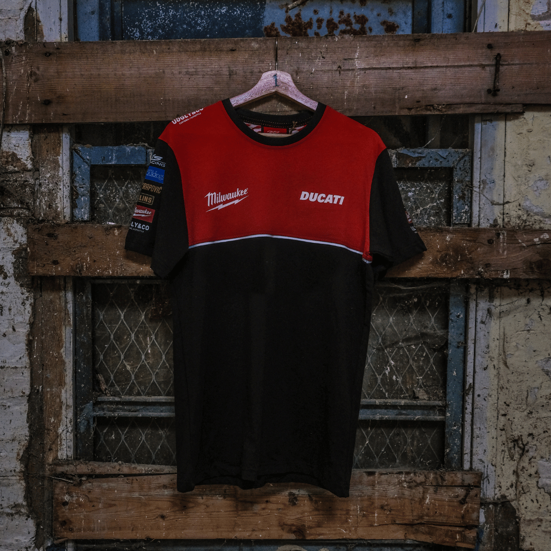 Milwaukee Tools x Ducati Team Wear Racing Tee - 100% Cotton Black