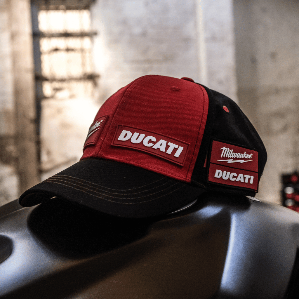 Milwaukee Tools x Ducati Team-Wear Trucker Hat – Red & Black Cotton Cap