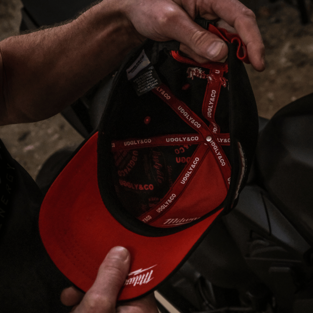 Uggly and Co x Milwaukee Tools Diamond Trucker Hat – Red Cotton Cap