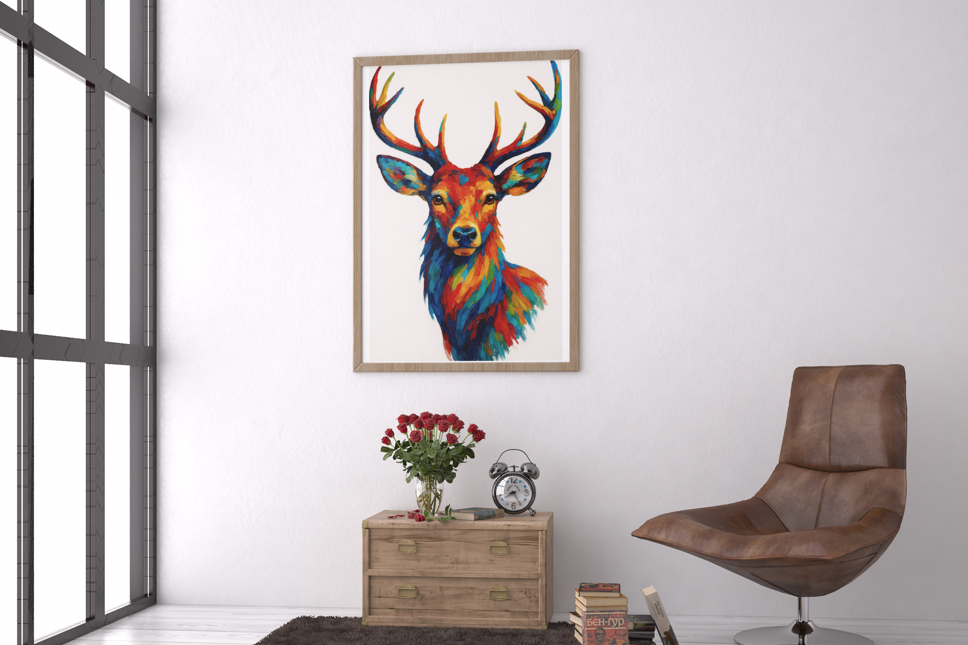 Majestic Stag Portrait Poster - Modern Deer Wall Art - Wildlife Decor