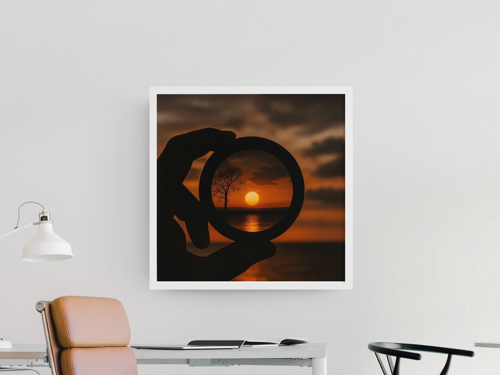 Sunset Through Camera Lens Wall Art – Photography Inspired Scenic Poster