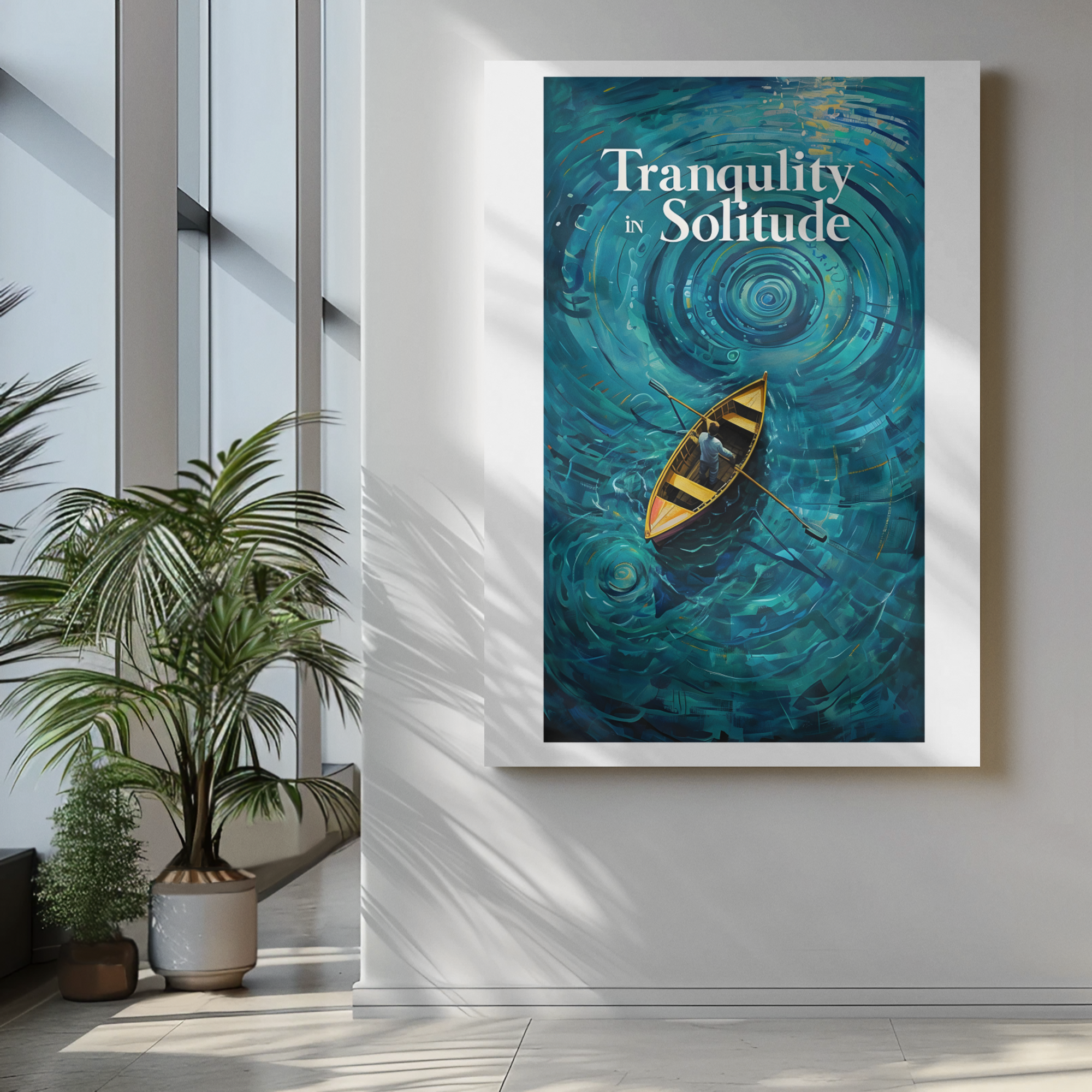 Surreal Boat Poster - Tranquility in Solitude - Stunning Teal Art Print