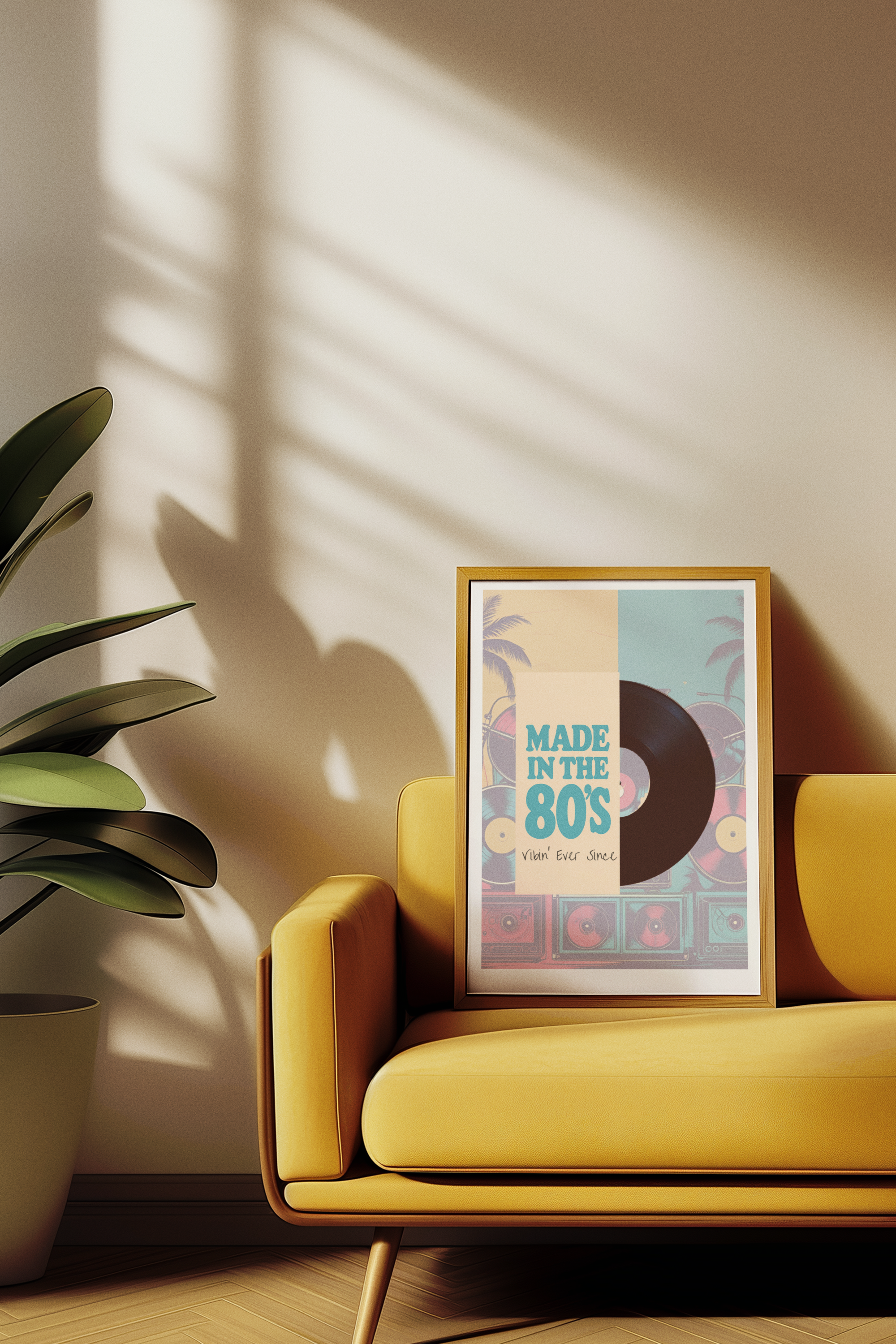 80s Retro Vinyl Record Poster - Boombox Wall Art - Vintage Music Print for Music Lovers