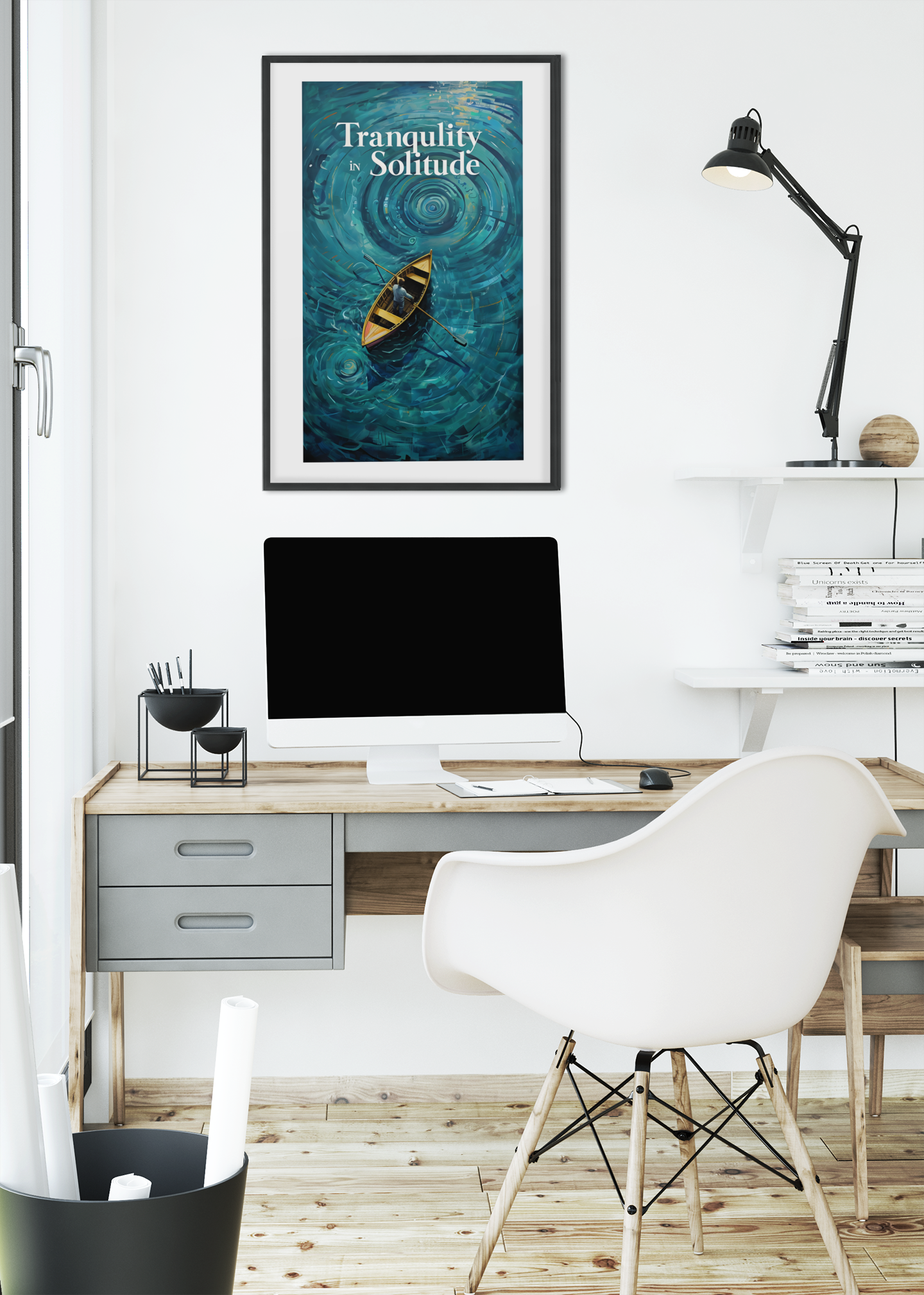 Surreal Boat Poster - Tranquility in Solitude - Stunning Teal Art Print