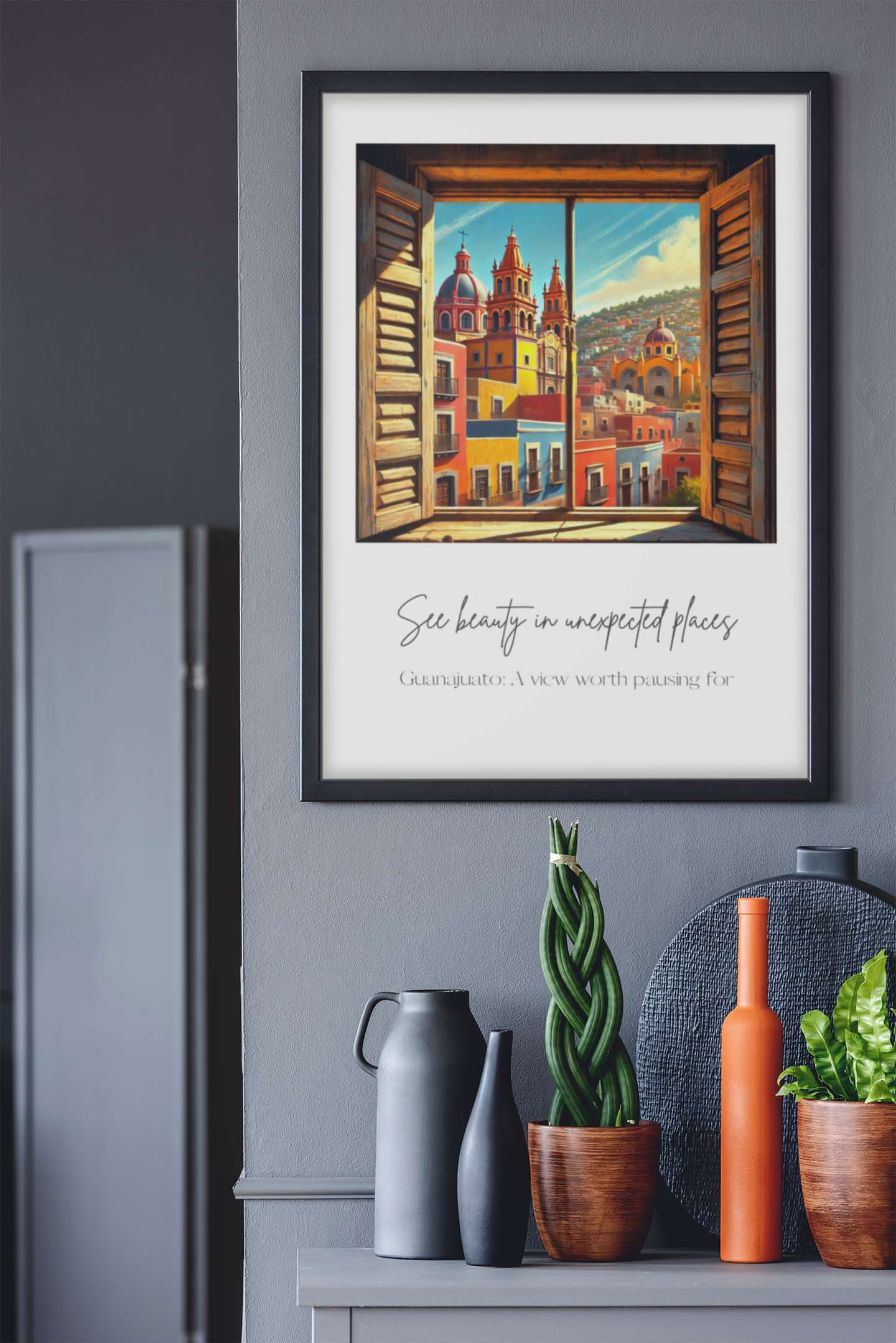 Guanajuato Mexico Framed Wall Art – Colourful Cityscape Travel Print, Spanish Architecture Decor, Vibrant Mexican Poster